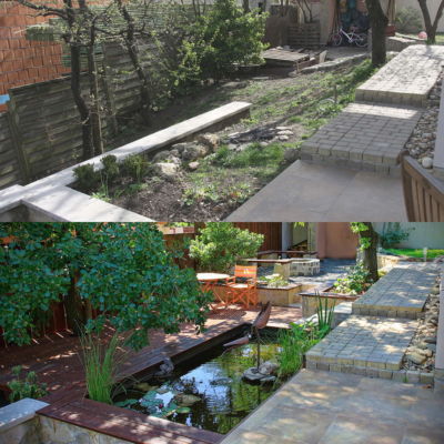 kertek előtte utána, kert átalakítás, kisméretű kert
